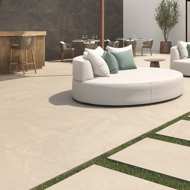 Dalle sur plots terrasse - Dalle sur plots ARDESIA BONE 60x60x2 cm effet pierre antidérapant R11