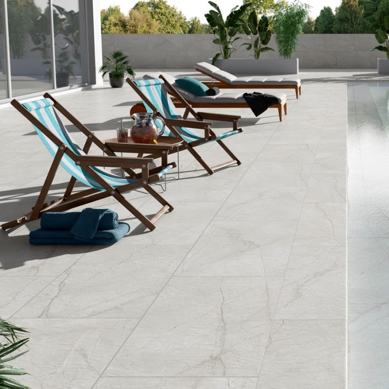 Effet pierre - Carrelage terrasse AUREA ROCK Ivory