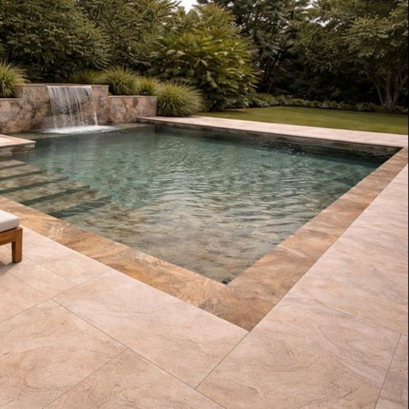 Carrelage - Carrelage piscine beige sable - 8 carreaux en 1 BALTIC Sand 30x60cm