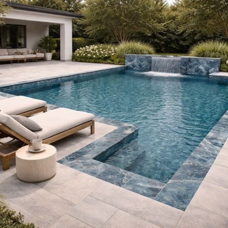 Carrelage - Carrelage piscine bleu gris 8 carreaux en 1 BALTIC Blue 30x60cm