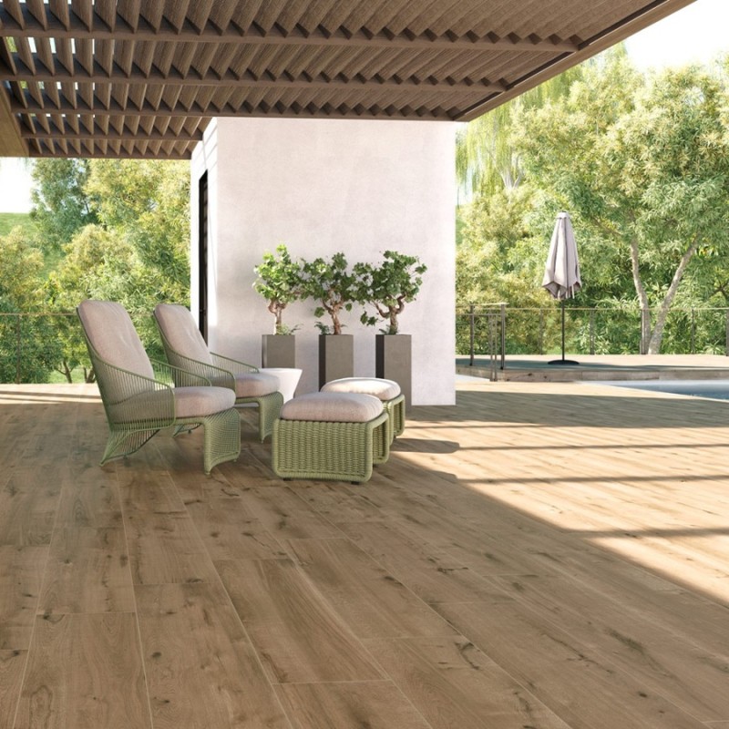 Extérieur - Carrelage bois extérieur Cannelle – AMAZONIA Canela – 20×120 – R11