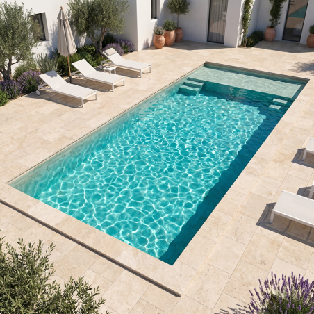Carrelage travertin piscine...