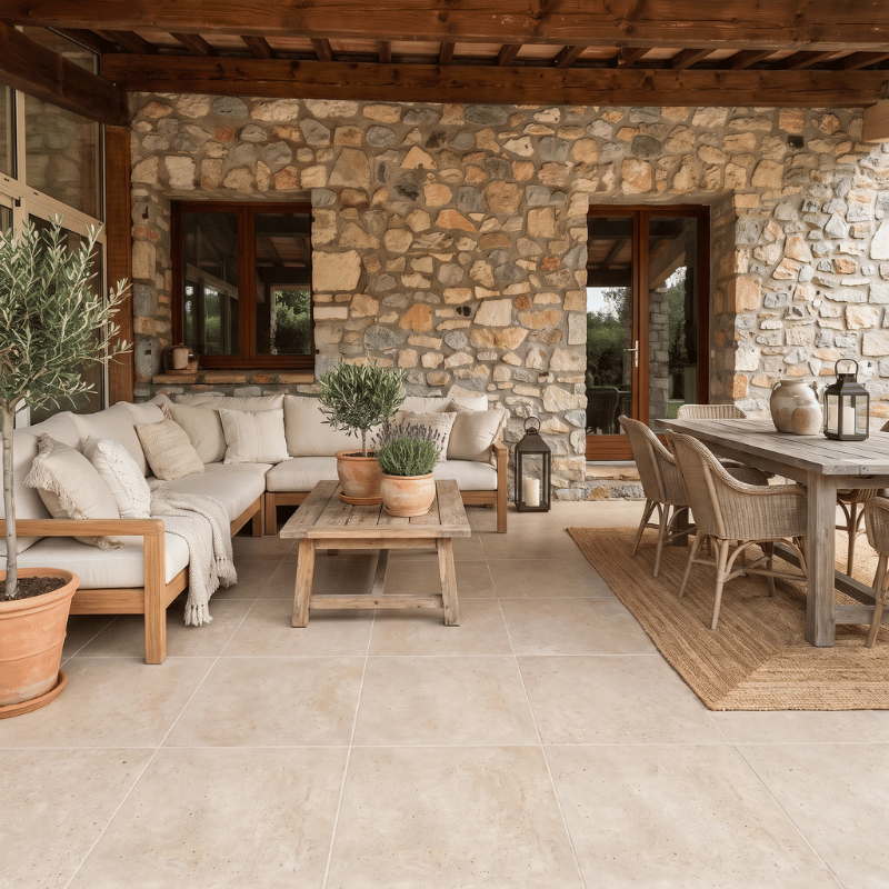 Effet pierre - carrelage imitation travertin 60x60 cm TIVOLI antidérapant R11 rectifié