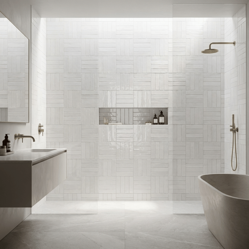 faïence murale salle de bain effet zellige blanche