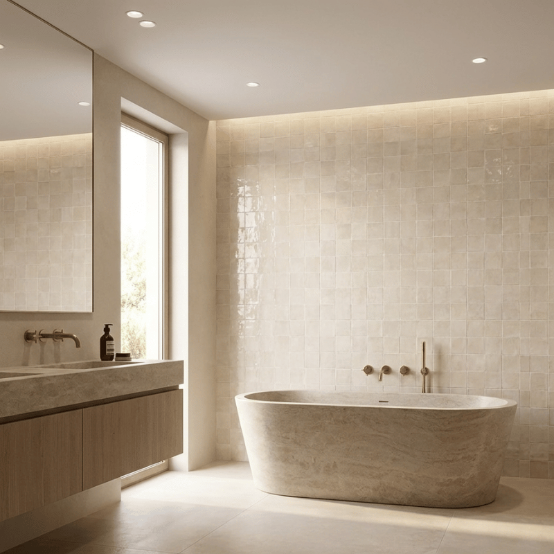 faience effet zellige carrée  MAJESTIC WHEAT