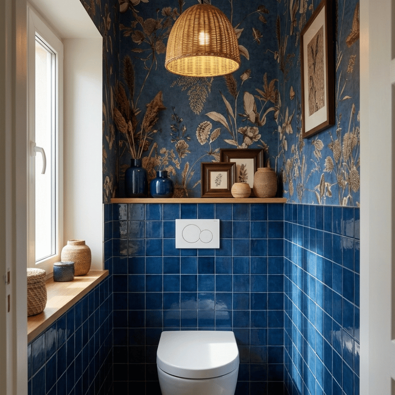 faience murale toilette effet zellige carré NOUR SAPHIRE