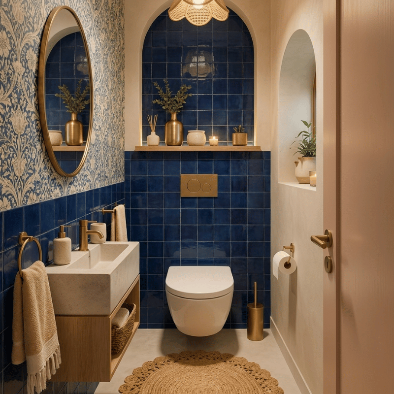 faience murale toilettes effet zellige carré NOUR SAPHIRE