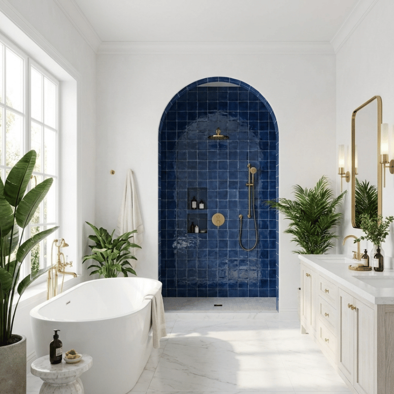 faience murale salle de bain effet zellige carré NOUR SAPHIRE
