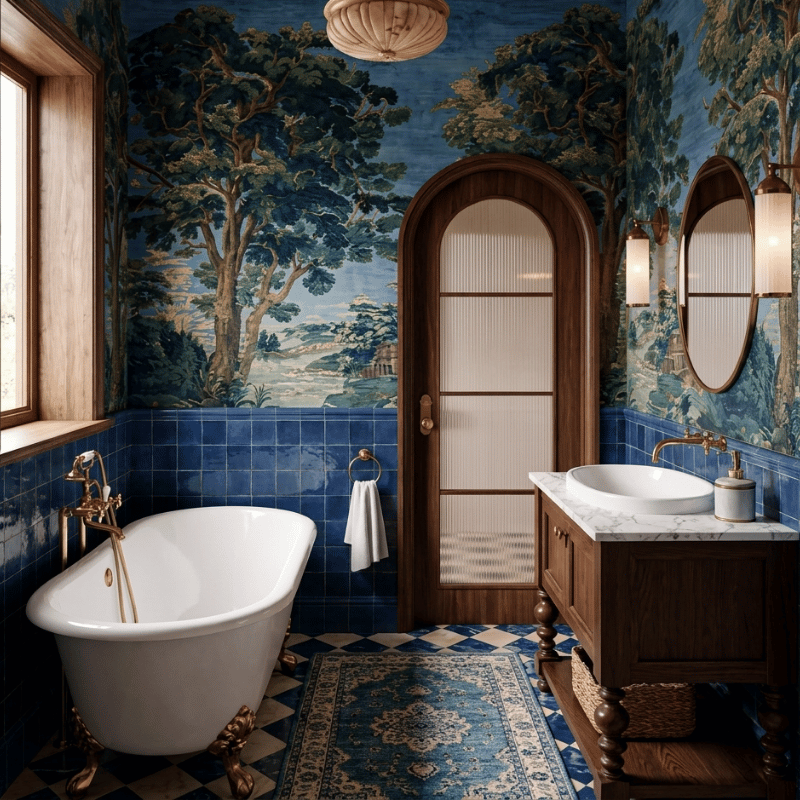 faience murale salle de bain baroque effet zellige carré NOUR SAPHIRE