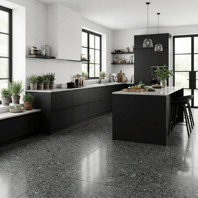 cuisine noire terrazzo