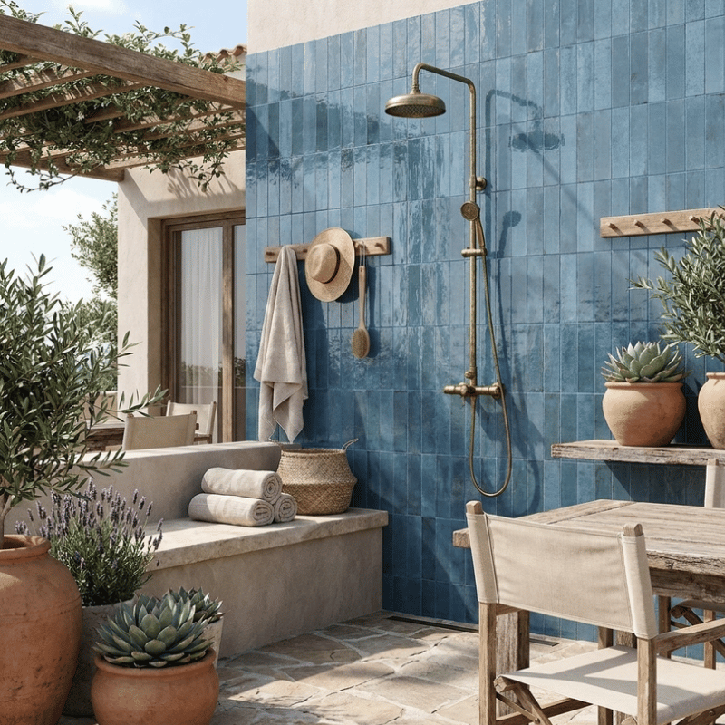 Douche extérieure Faïence bleu agadir lago