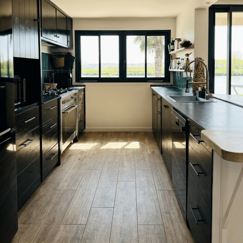 sol Cuisine carrelage imitation bois quercus antico