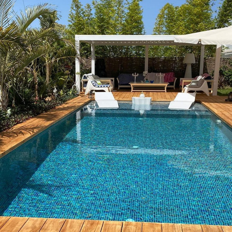 Mosaïque effet pierre - Emaux de Verre Onix Forest Blue