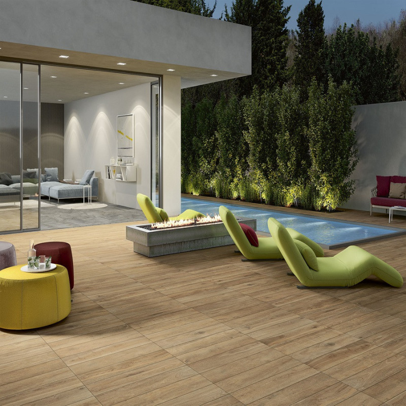 Accueil - Carrelage 20 x 90 cm imitation bois CHERRY antidérapant R11