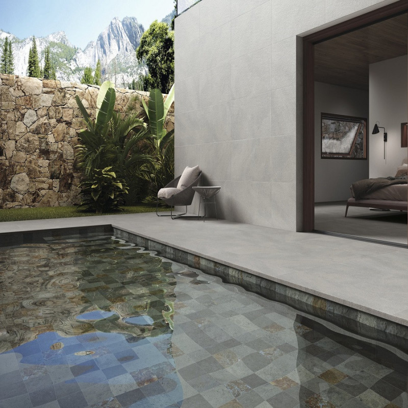 Accueil - Carrelage BURLINGTON GREY 60x120 cm Effet Pierre antidérapant R11 rectifié