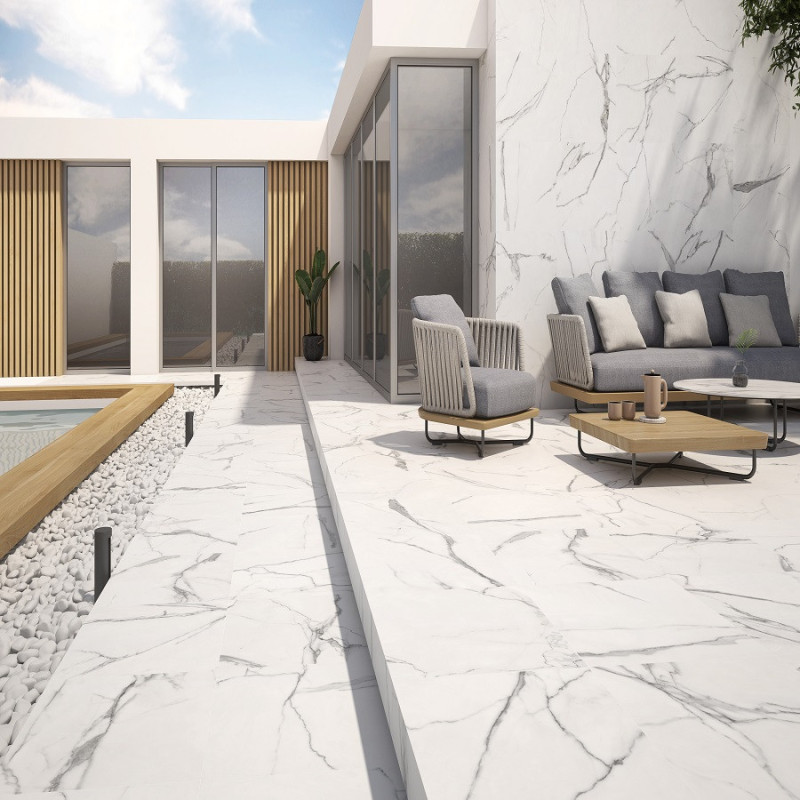 Dalle sur plots terrasse - Dalle sur plots NILO 61x61x2 cm effet marbre antidérapant R11