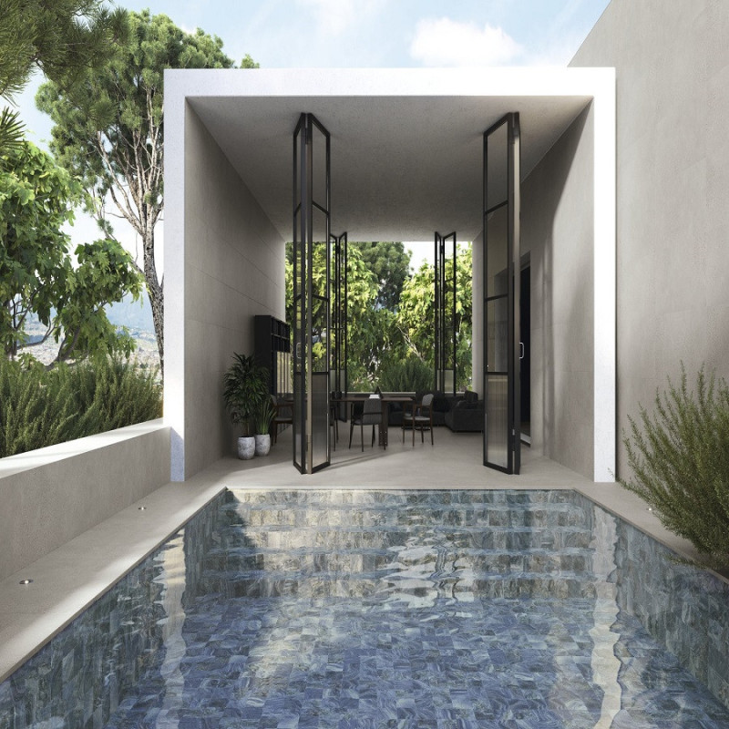 Piscine - Carrelage DEEP BLUE OXID 15x15 cm imitation pierre