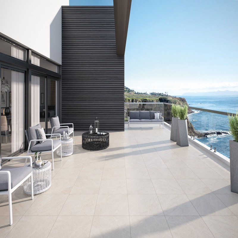 Dalle sur plots terrasse - Dalle sur plots MILLS BEIGE 60x60x2 cm effet pierre antidérapant R11