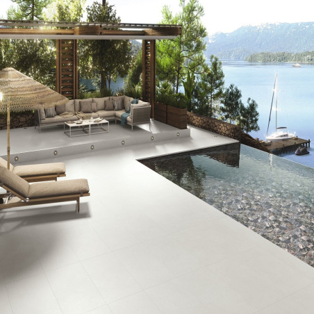 Accueil - Carrelage ILLINOIS WHITE 60x120 cm Effet Beton antidérapant R11 rectifié