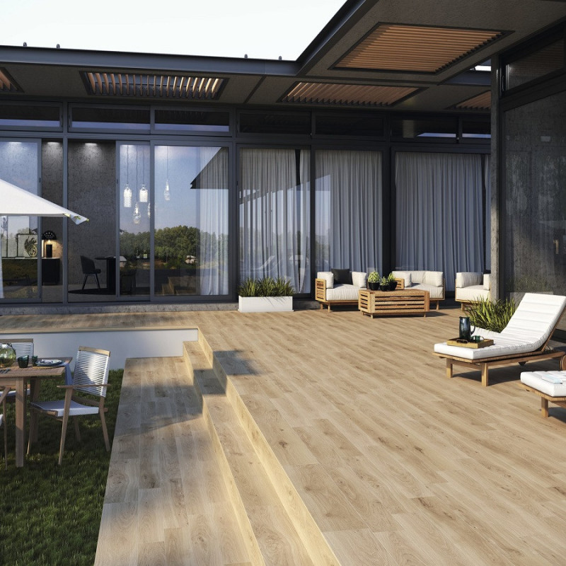 Accueil - MARGELLE OREGON NOGAL 33x120x3.2 cm Effet bois antidérapante R11