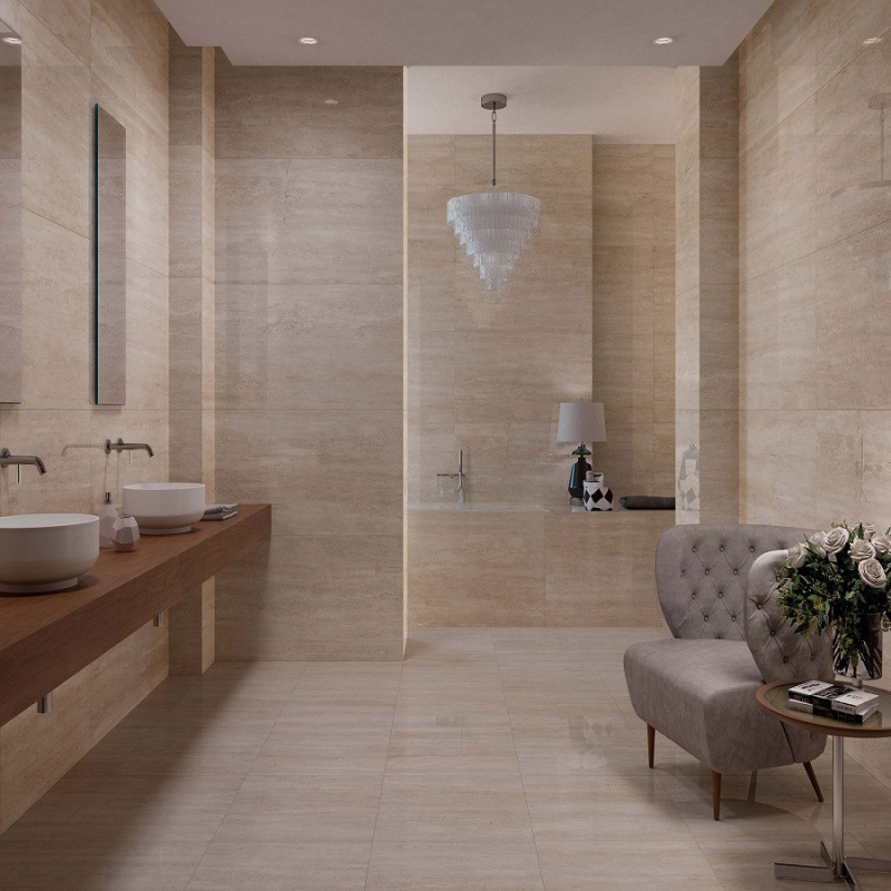 Carrelage travertin - Effet pierre - Carrelage TRAVERTINO 60x120 cm EFFET PIERRE TRAVERTIN rectifié