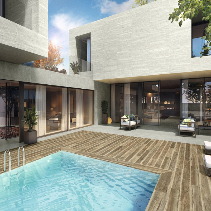 Margelles - MARGELLE MADAGASCAR NOCE 33x120x3.2 cm Effet bois antidérapante R11