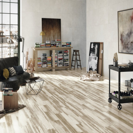 Imitation parquet - carrelage macchiato bianco 20x120 cm effet bois rectifié