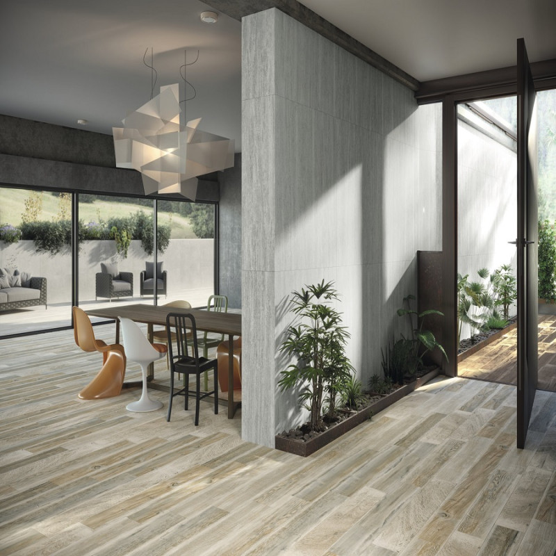 Imitation parquet - carrelage macchiato taupe 20x120 cm effet bois rectifié