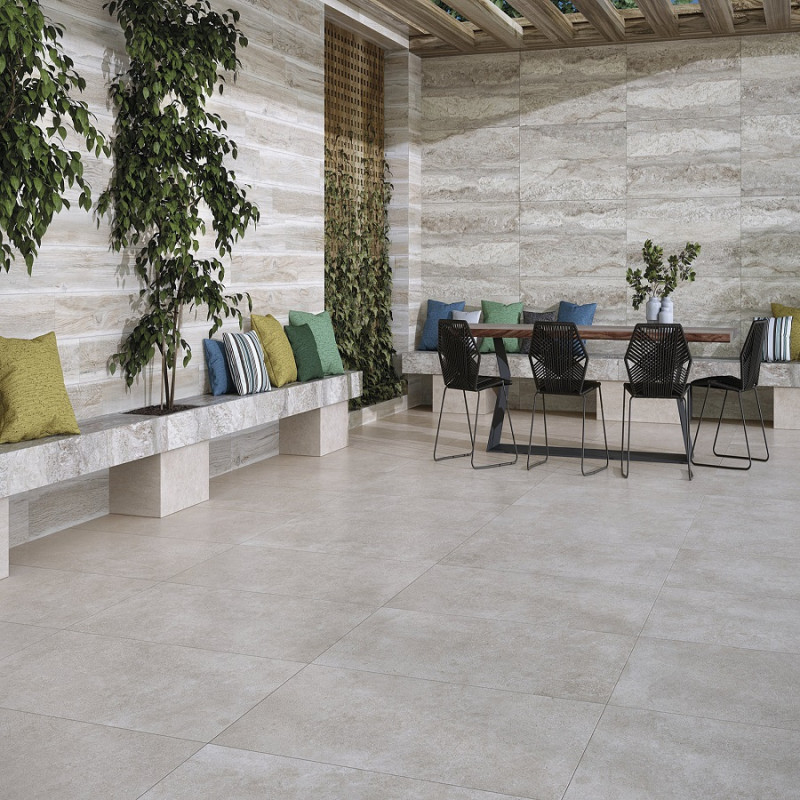 Effet béton - carrelage wabi taupe lapatto 120x120 cm effet béton rectifié