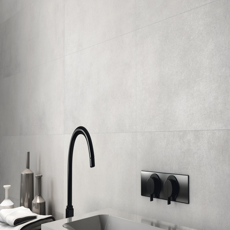 Effet béton - carrelage work bianco 120x120 cm effet béton rectifié