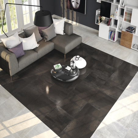 Effet métal - carrelage dorian graphite 60x60 cm effet métallique rectifié