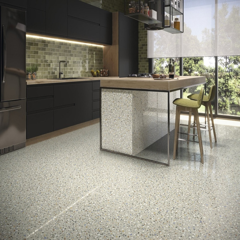 Terrazzo - carrelage epoca bone 60x60 cm effet terrazzo rectifié