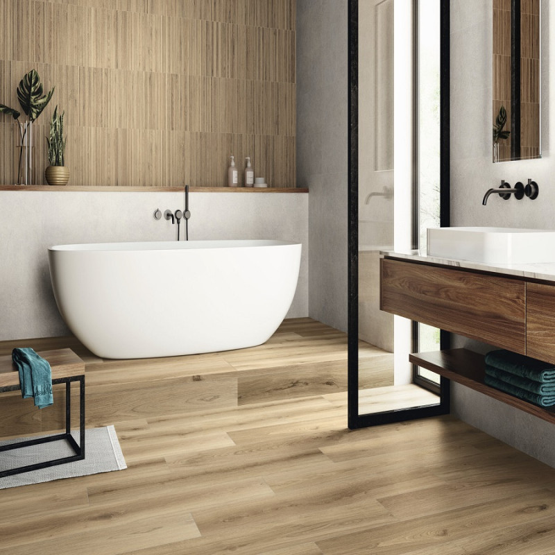 Imitation parquet - carrelage koen caramelo 20x120 cm effet bois mat rectifié