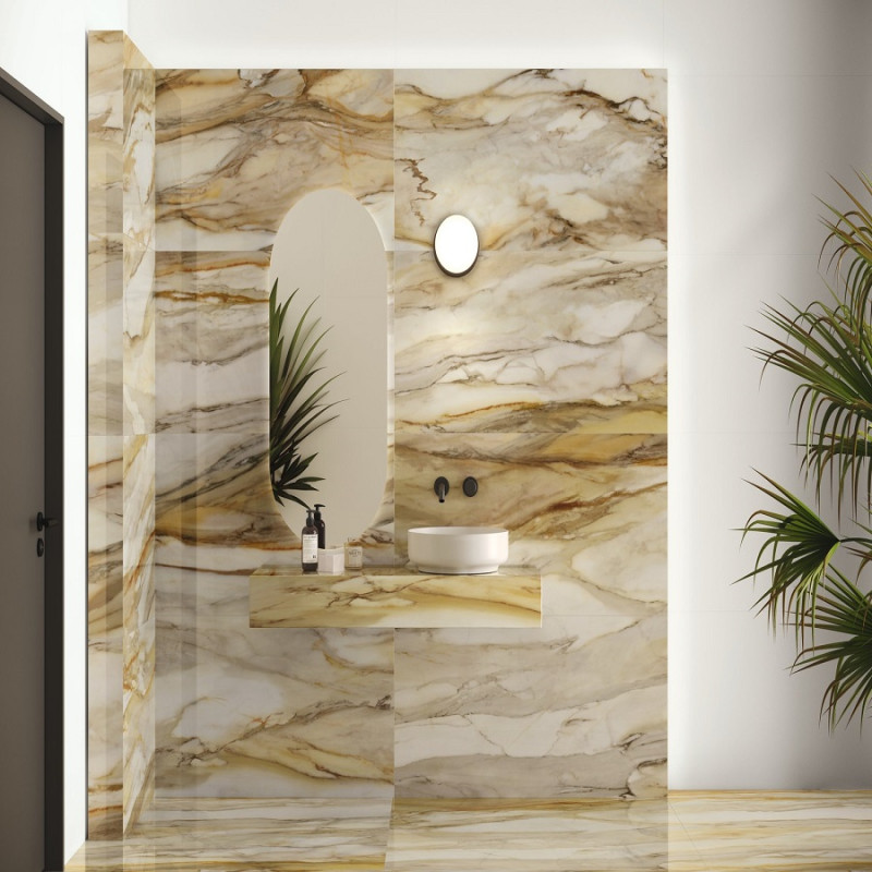 Effet marbre - carrelage eternal gold 60x120 cm effet marbre poli