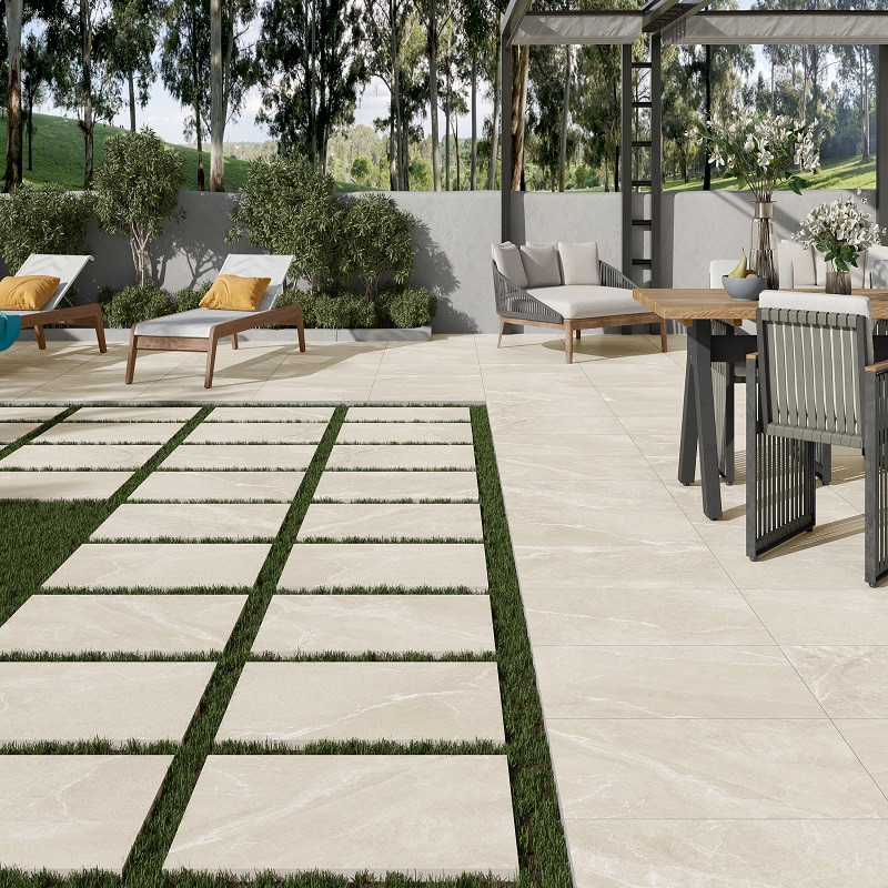 Dalle sur plots terrasse - Dalle sur plots BODO BEIGE 60x60x2 cm effet pierre antidérapant R11