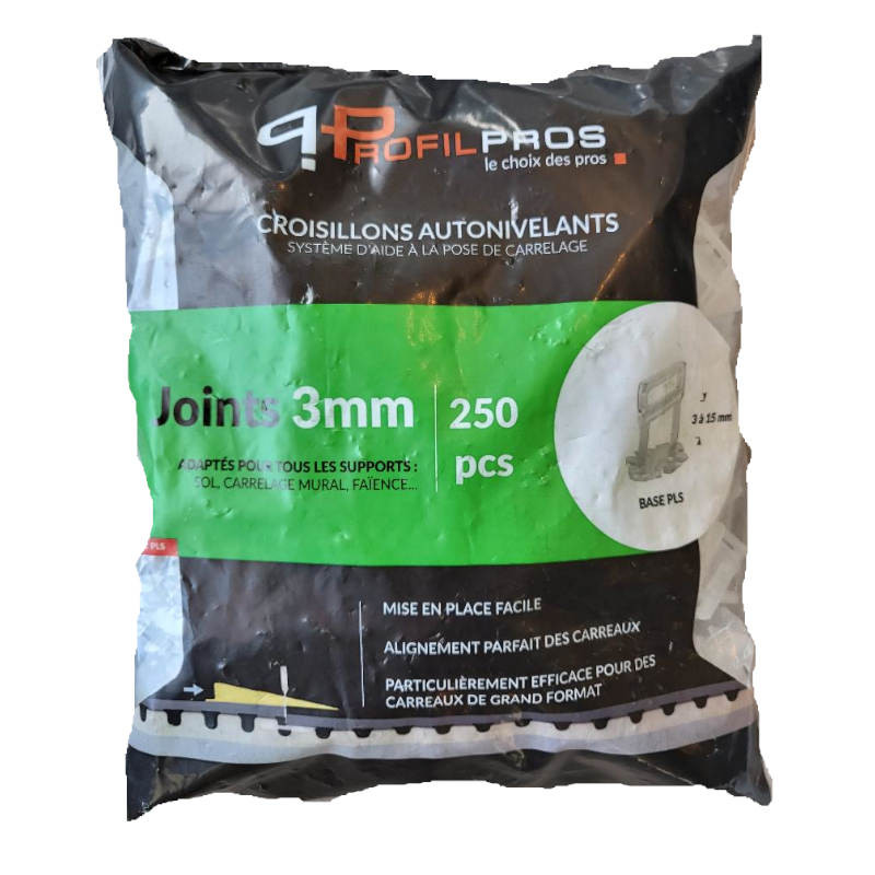 Croisillons carrelage - croisillons 3 mm autonivelants pour cales / sachet de 250 pièces