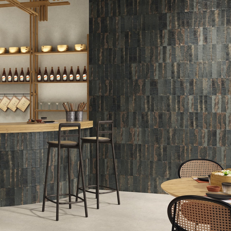 Zellige - carrelage effet zellige 6,3x25 cm magnetism graphite