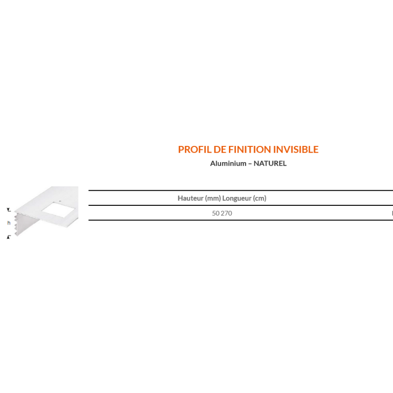 Plot terrasse - profil de finition invisible / longueur 2.70 M