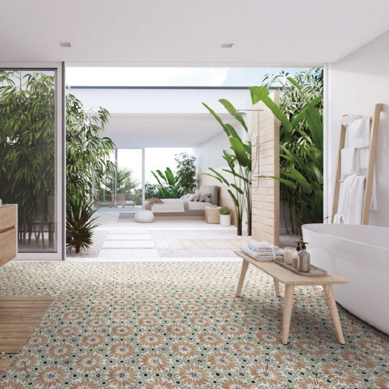 Carrelage hexagonal - Carrelage HANNA 21x25 cm effet carreaux ciment