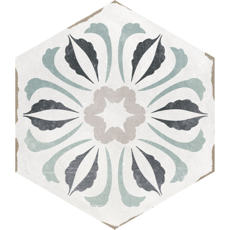 Carrelage hexagonal - Carrelage BOSA 14x16 cm effet carreaux ciment