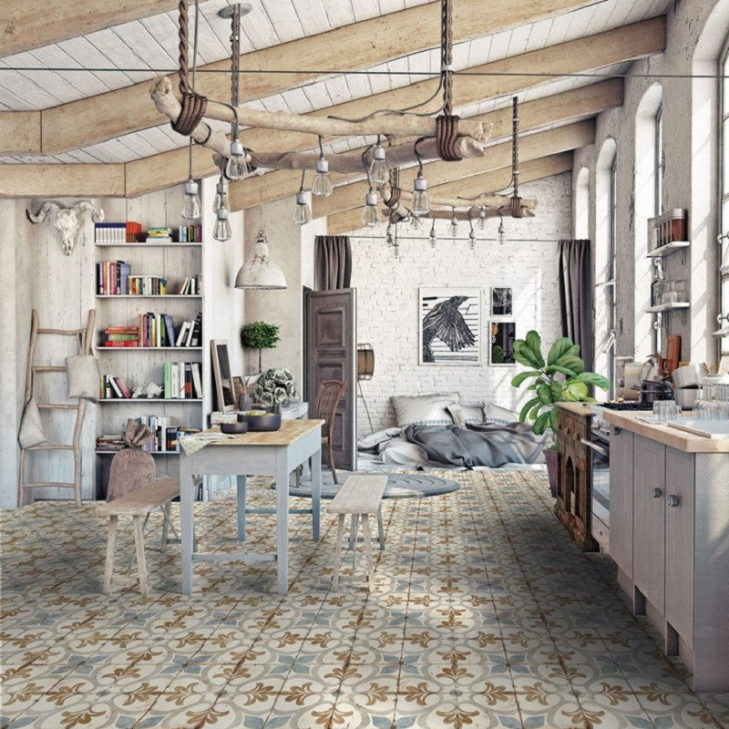 Carreaux ciment - Carrelage AURORA 20x20 cm effet carreau ciment vieilli