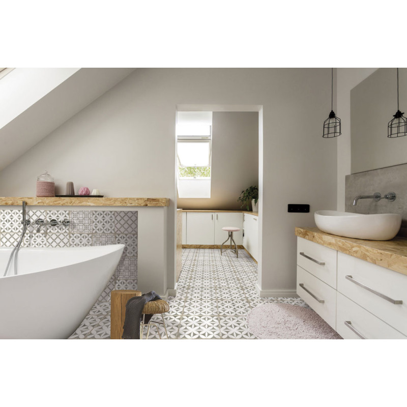 Carreaux ciment - Carrelage TAUPE 20x20 cm effet carreaux ciment vieilli