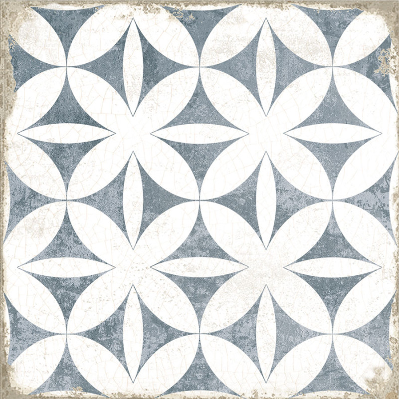 Carreaux ciment - Carrelage ABBEY BLUE 20x20 cm effet carreau ciment vieilli