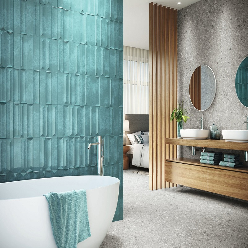 Carrelage 3D relief - carrelage spectrum aqua 7.5x30 cm effet zellige 3D relief