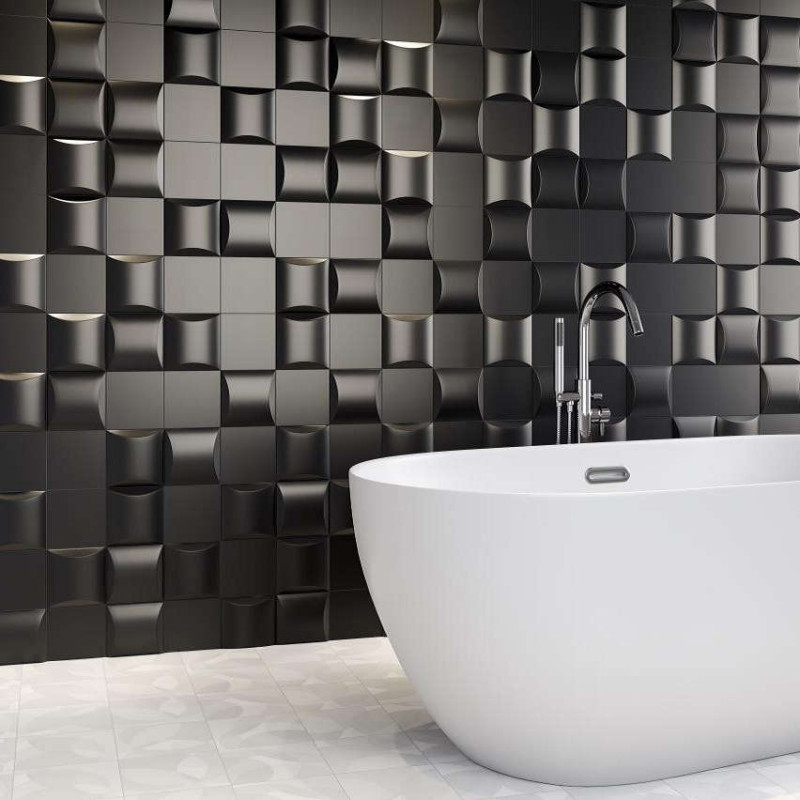 Carrelage déco - carrelage negro mat lisse 15x15 cm