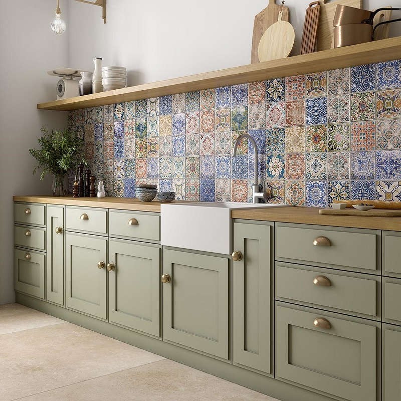 Carreaux ciment - Carrelage mix santacruz 15x15 cm effet carreaux ciment vieilli