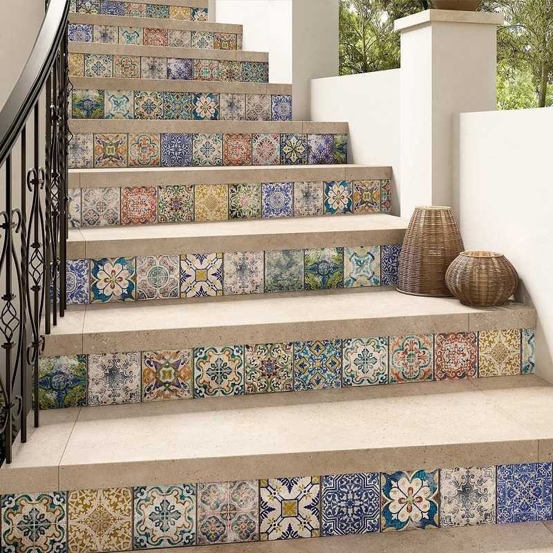 Carreaux ciment - Carrelage mix santacruz 15x15 cm effet carreaux ciment vieilli