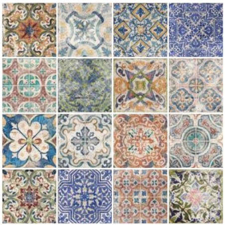 Echantillon - echantillon Carrelage mix santacruz 15x15 cm effet carreau ciment vieilli