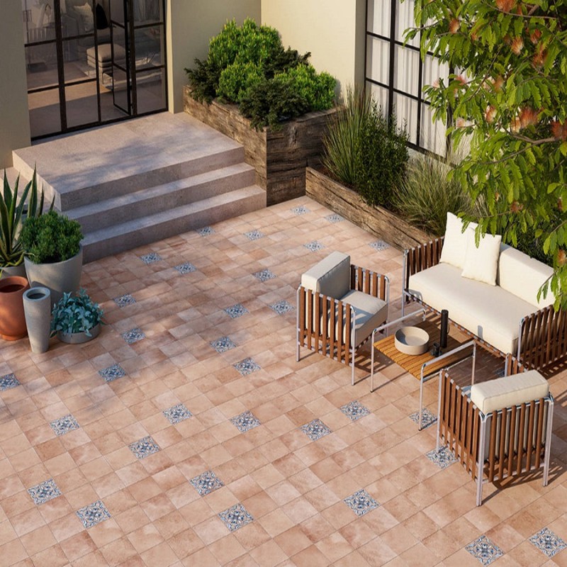 Terre cuite - carrelage cotto deco 25x25 cm effet carreaux ciment