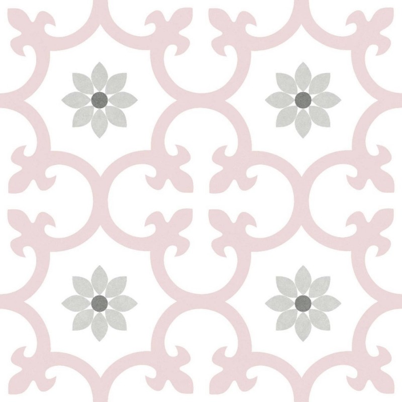 Echantillon - echantillon carrelage dalia rose 25x25 cm effet carreaux ciment